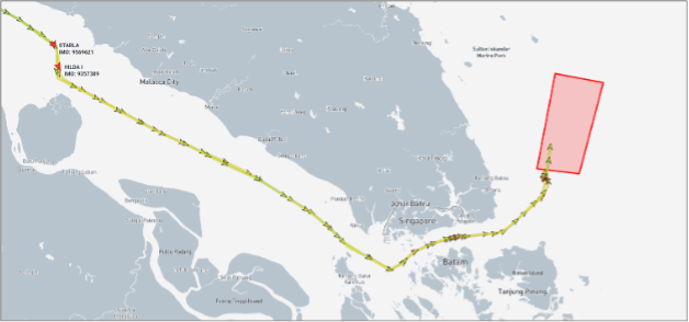 Iran-flagged tankers transited the Singapore Strait on July 23 (Credit: Marine Traffic)