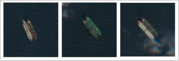 Three STS transfers of Iranian crude in the EOPL on July 28 (Credit: ESA Copernicus)