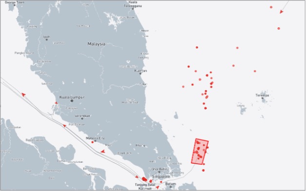 Ghost Armada tankers near Malaysia on October 14 (Credit: Marine Traffic)