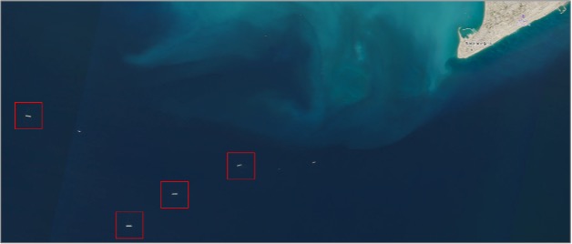 Tankers laden with Iranian oil south of Jask, Iran on October 21 (Credit: ESA Copernicus)