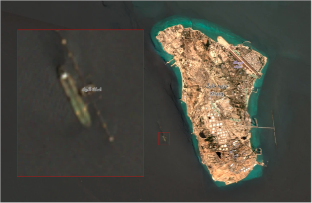 Iran-flagged VLCC at Kharg Island on August 14 (Credit: ESA Copernicus)