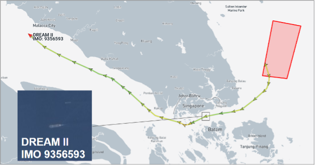 Iran-flagged tanker transiting the Singapore Strait on August 18
