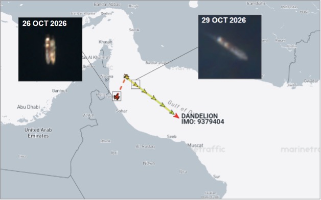 anker laden with Iranian LPG transiting the Gulf of Oman