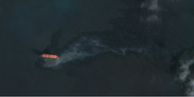 Possible oil spill near Qeshm Island on August 27 (Credit: ESA Copernicus)