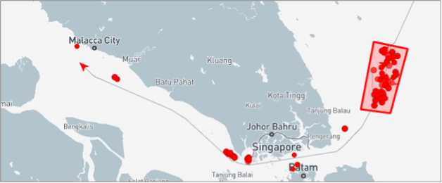 UANI Ghost Armada tankers broadcasting on AIS in EOPL on August 28 (Credit: Marine Traffic)