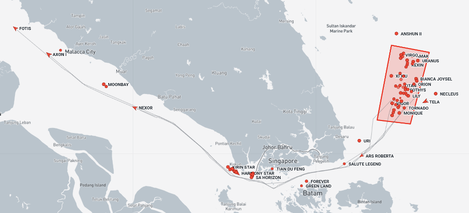 UANI Ghost Armada tankers broadcasting on AIS in EOPL on August 31 (Credit: Marine Traffic)