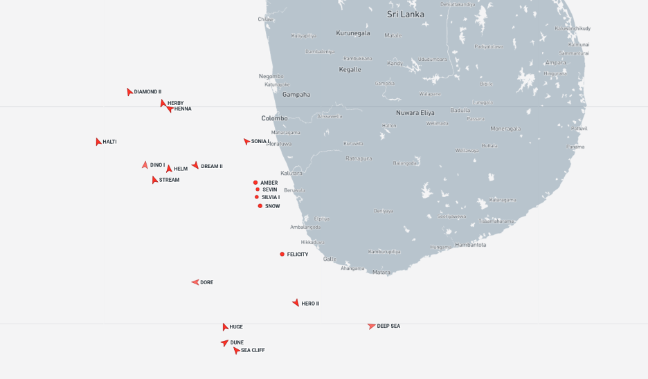 Iran-flagged tankers near Sri Lanka on September 22 (Credit: Marine Traffic)