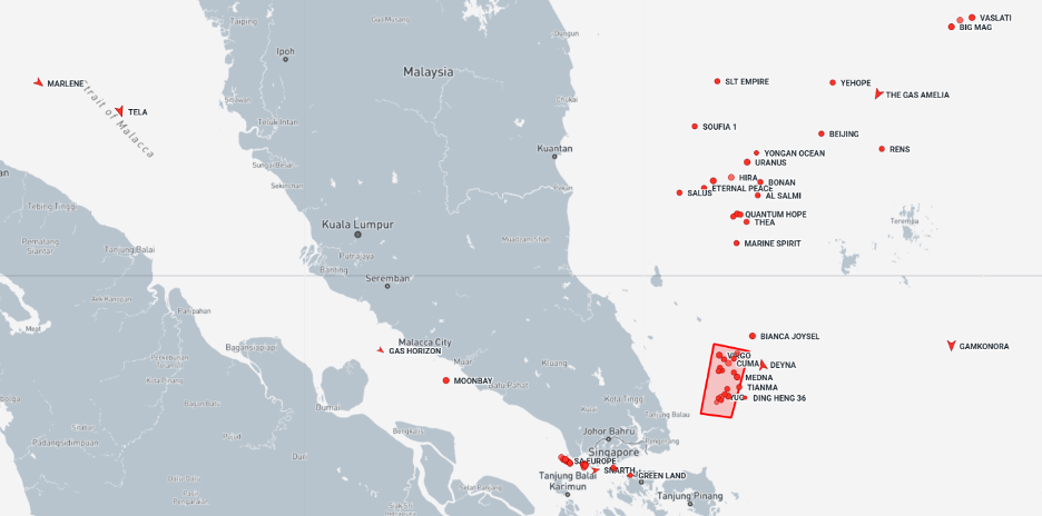 Ghost Armada tankers near the EOPL on September 23 (Credit: Marine Traffic)