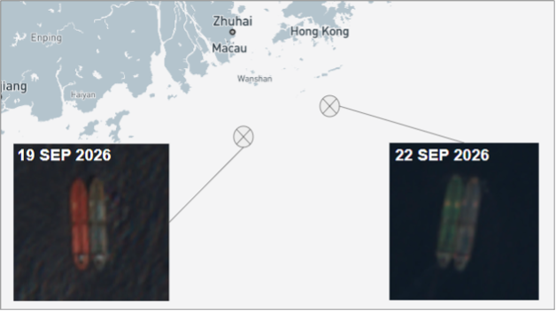 Iran-flagged tankers conducting STS transfers of Iranian crude on September 19 and 22 