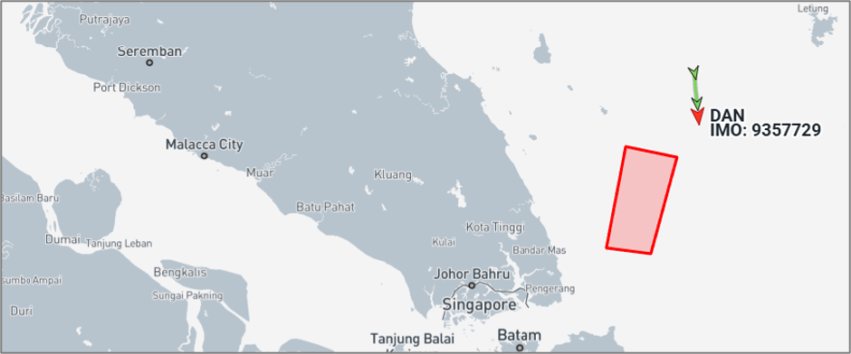 Iran-flagged DAN transiting the South China Sea on September 25 (Credit: Marine Traffic)