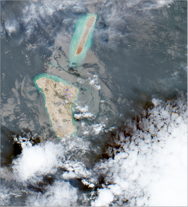 No tankers loading at Kharg Island on August 6 (Credit: ESA Copernicus)