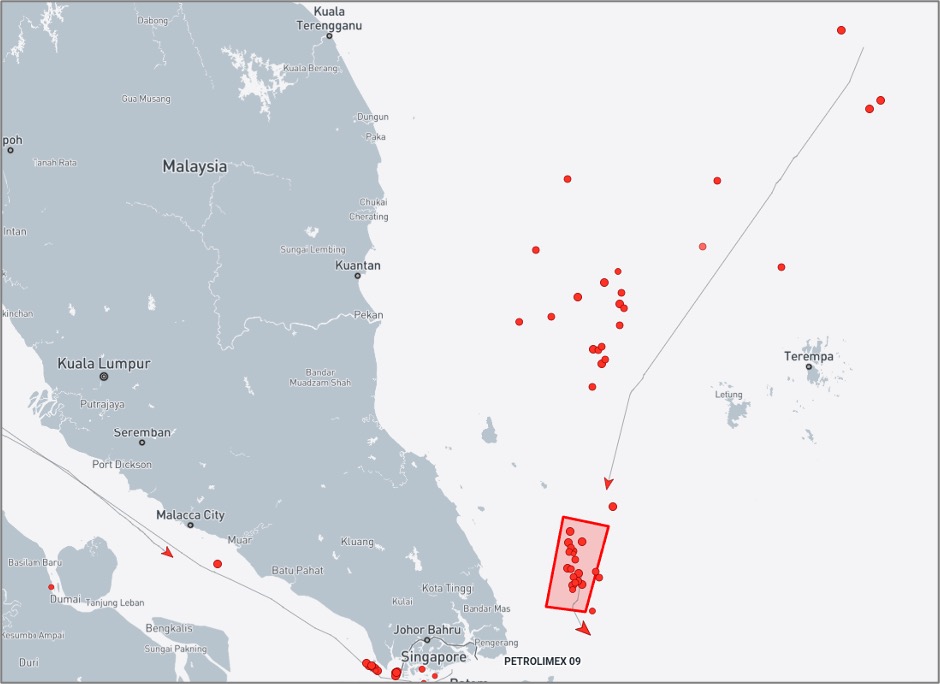 Ghost Armada tankers near Malaysia on October 7 (Credit: Marine Traffic)