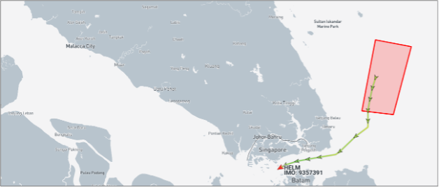Iran-flagged tanker transiting the Singapore Strait on August 5 (Credit: Marine Traffic)