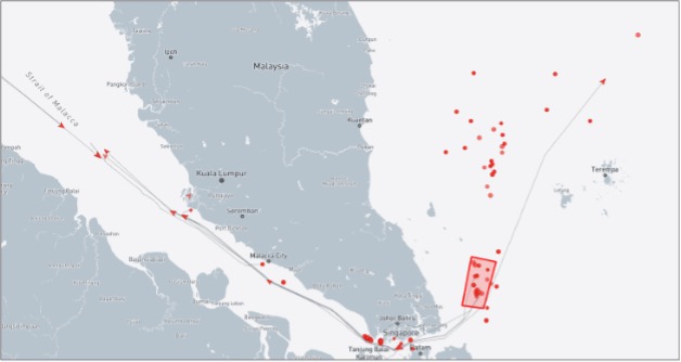 Ghost Armada tankers near Malaysia on October 13 (Credit: Marine Traffic)