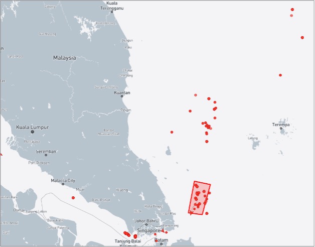 Ghost Armada tankers near Malaysia on October 29 (Credit: Marine Traffic)