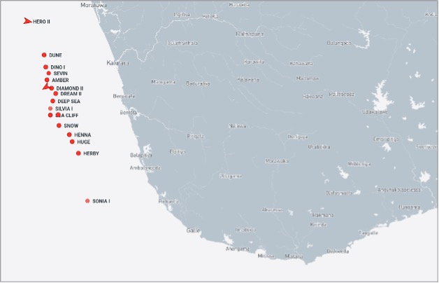 Iran-flagged tankers near Sri Lanka between on October 14 (Credit: Marine Traffic)