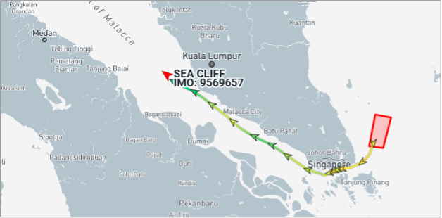 Iran-flagged tanker transiting Southeast Asian sea lanes on August 11 (Credit: Marine Traffic)