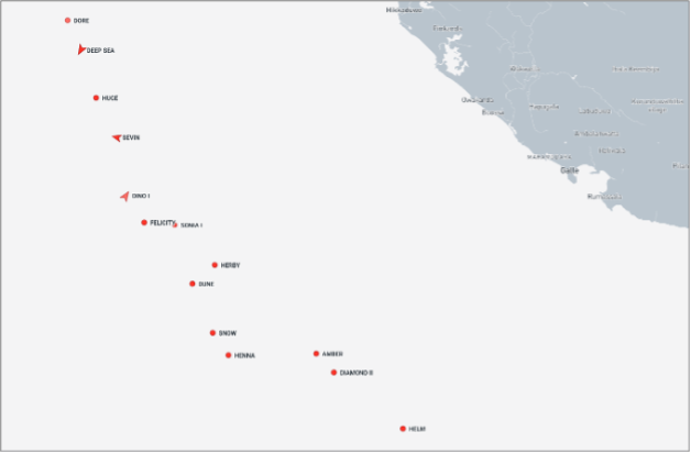 Empty Iran-flagged tankers near Galle, Sri Lanka on August 13 (Credit: Marine Traffic)