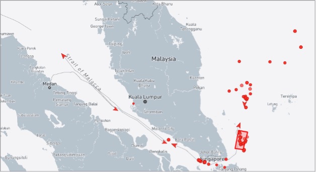 Ghost Armada tankers near Malaysia on October 21 (Credit: Marine Traffic)
