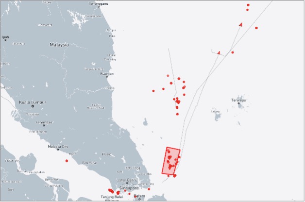 Ghost Armada tankers near Malaysia on October 23 (Credit: Marine Traffic)