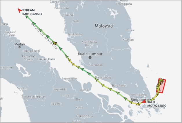 Iran-flagged tanker transiting Southeast Asian sea lanes on August 17 (Credit: Marine Traffic)