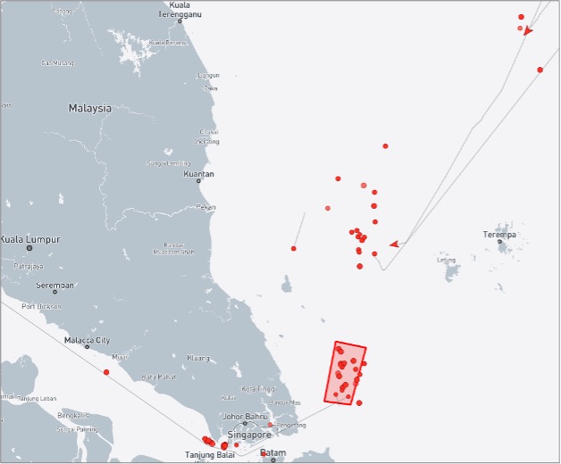 Ghost Armada tankers near Malaysia on October 26 (Credit: Marine Traffic)