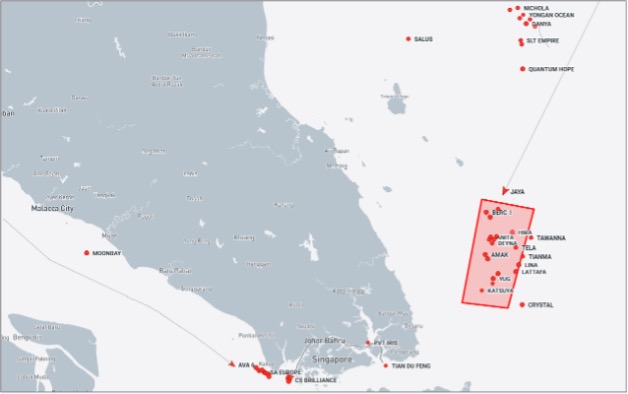 Ghost Armada tankers near Malaysia on October 27 (Credit: Marine Traffic)