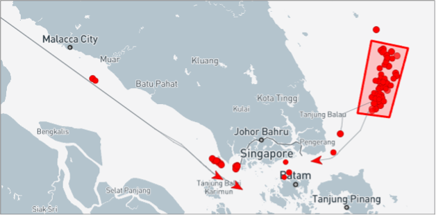 UANI Ghost Armada tankers broadcasting on AIS in EOPL on August 26 (Credit: Marine Traffic)