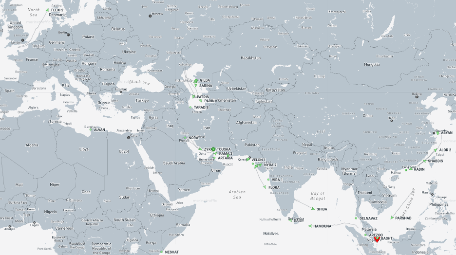 Iran-flagged cargo vessels across the region on September 22 (Credit: Marine Traffic)