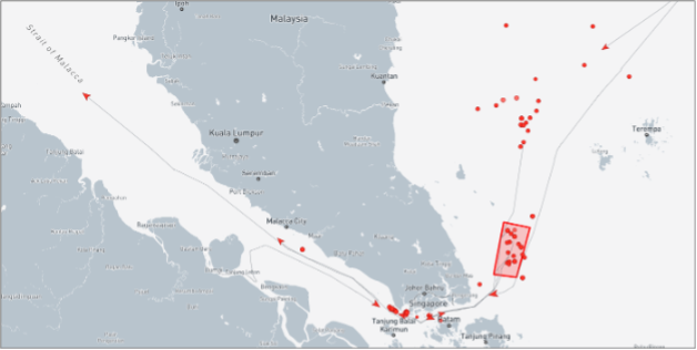 Ghost Armada tankers near the EOPL on September 28 (Credit: Marine Traffic)