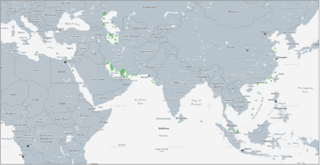 Iran-flagged cargo vessels across the region on August 7 (Credit: Marine Traffic)