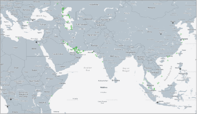 Iran-flagged cargo vessels across the region on August 20 (Credit: Marine Traffic)