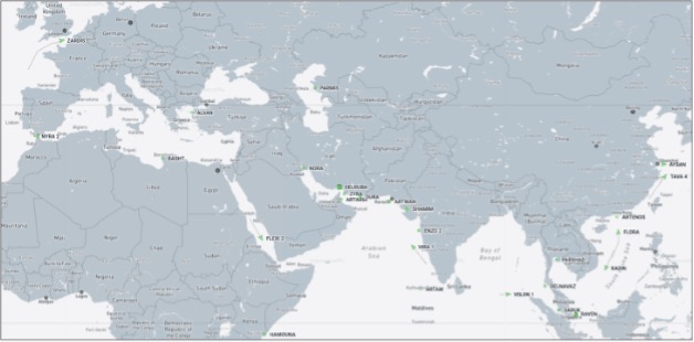 Iran-flagged cargo vessels across the region on October 29 (Credit: Marine Traffic)