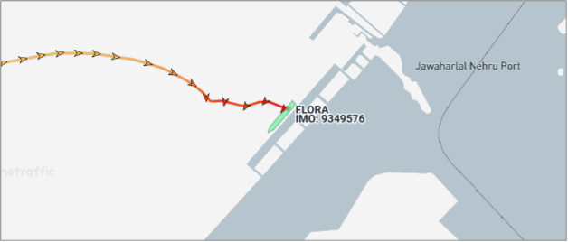 Iran-linked containership at Mumbai Container Terminal on August 28 (Credit: Marine Traffic)
