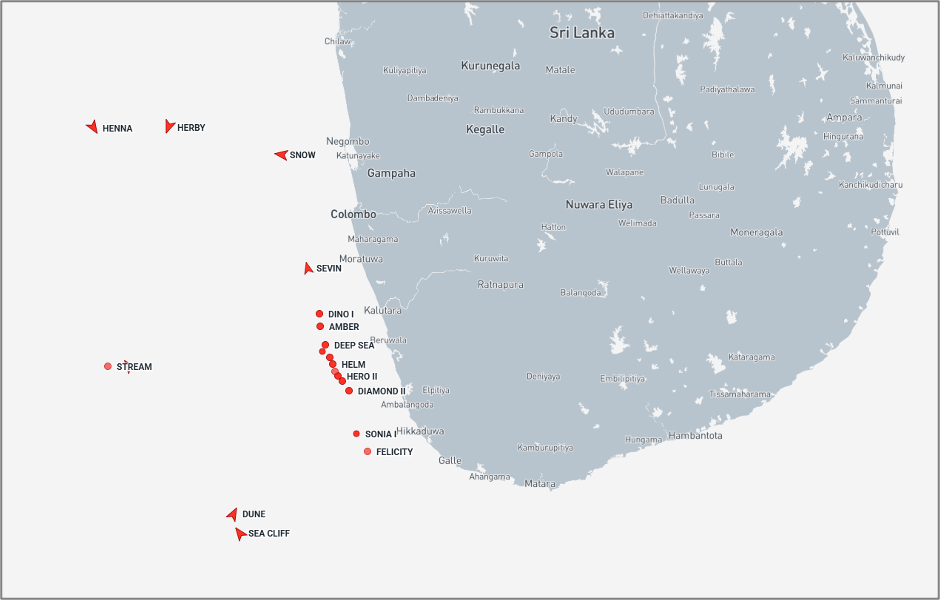 Iran-flagged tankers near Sri Lanka on September 28 (Credit: Marine Traffic)
