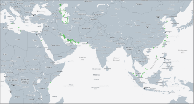 Iran-flagged cargo vessels across the region on August 5 (Credit: Marine Traffic)