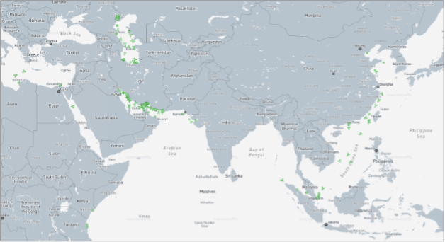 Iran-flagged cargo vessels across the region on August 6 (Credit: Marine Traffic)