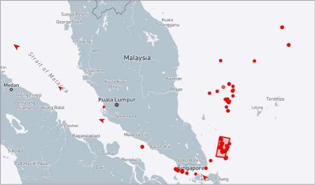 Ghost Armada tankers near Malaysia on October 19 (Credit: Marine Traffic)
