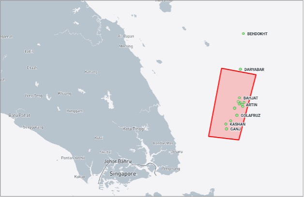 Iran-flagged cargo ships near the Malaysian EOPL on September 30 (Credit: Marine Traffic)