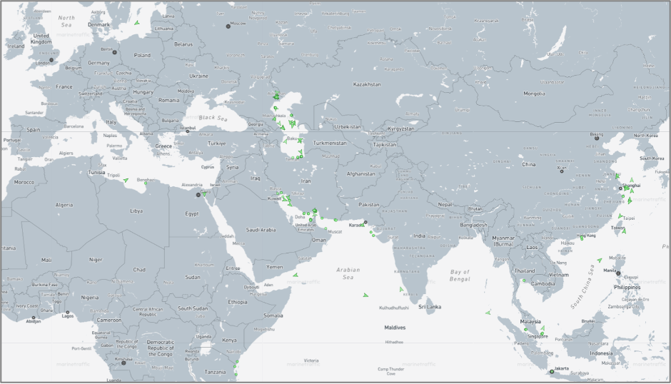 Iran-flagged cargo vessels across the region on July 28 (Credit: Marine Traffic)
