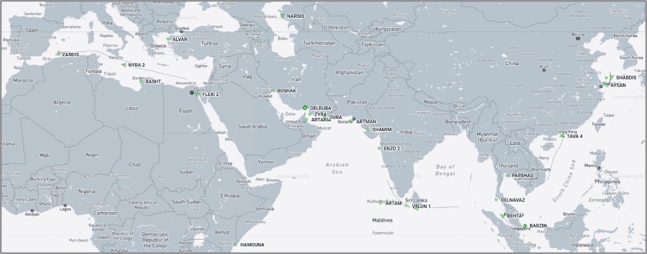 Iran-flagged cargo vessels across the region on October 26 (Credit: Marine Traffic)
