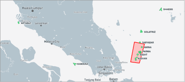 Iran-flagged cargo ships near Malaysia on September 16 (Credit: Marine Traffic)