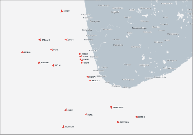 Iran-flagged tankers near Sri Lanka on September 25 (Credit: Marine Traffic)