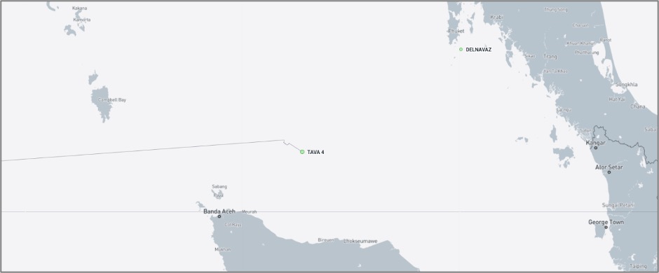 Iran-flagged cargo ships in the Andaman Sea on October 19 (Credit: Marine Traffic)
