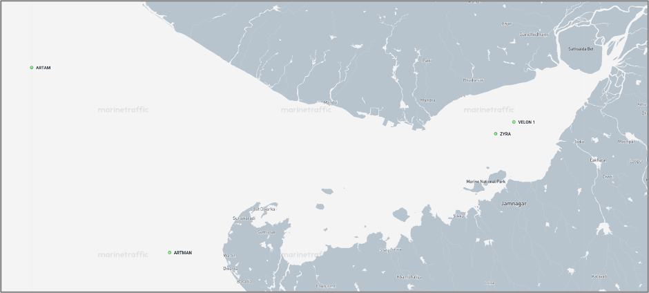 Iran-flagged cargo ships in the Gulf of Kutch on August 27 (Credit: Marine Traffic)