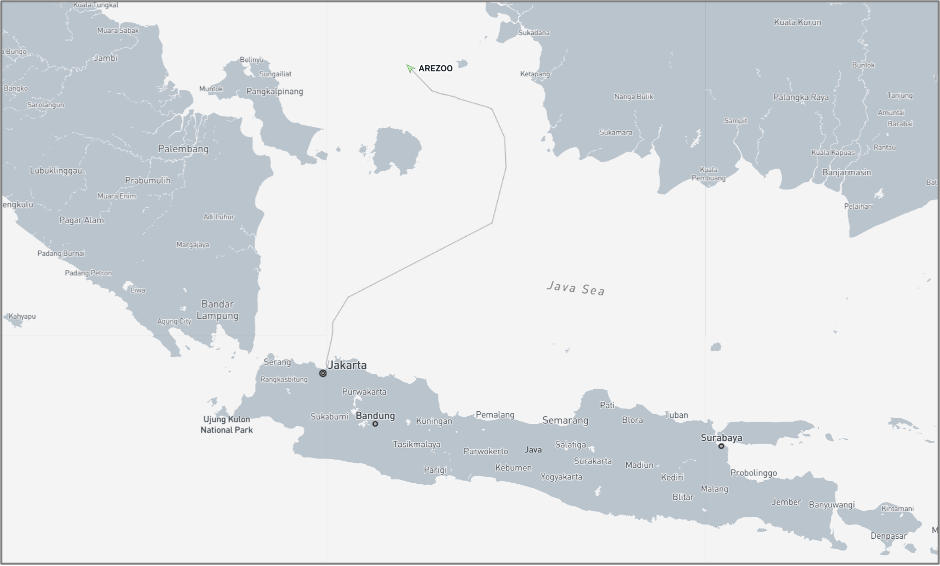 Iran-flagged cargo ship in the Java Sea on September 1 (Credit: Marine Traffic)