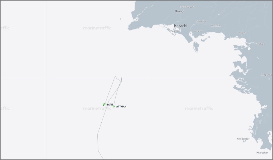 Iran-flagged cargo vessels near Karachi on October 6 (Credit: Marine Traffic)