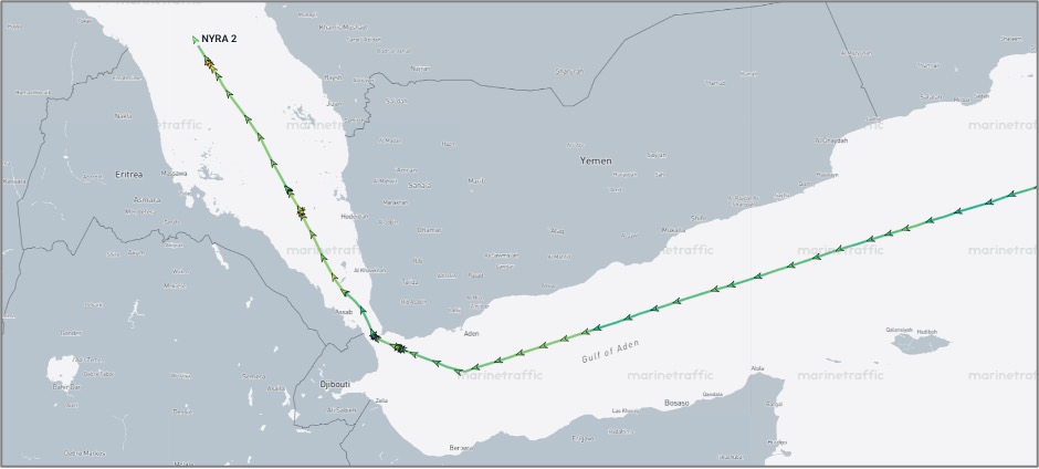 ran-flagged cargo vessel in the Red Sea on October 13 (Credit: Marine Traffic)