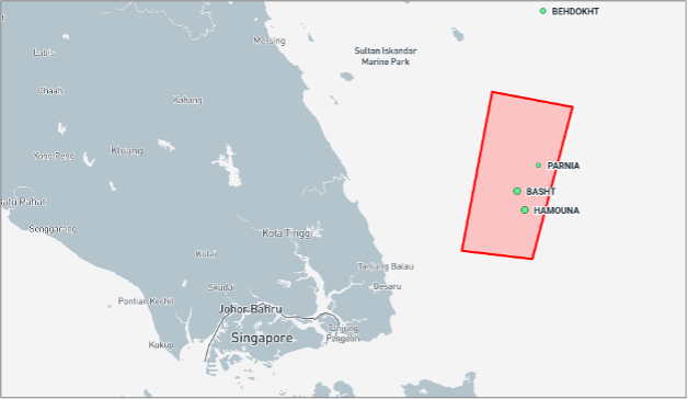 Iran-flagged cargo vessels in the Singapore Strait and EOPL on August 5 (Credit: Marine Traffic)