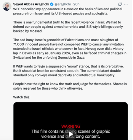 tweet from iranian foreign minister